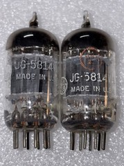 Matched Pair GE JG-5814A (12AU7) Grey Plate 3X Mica Mil Spec Tubes TV7 Strong