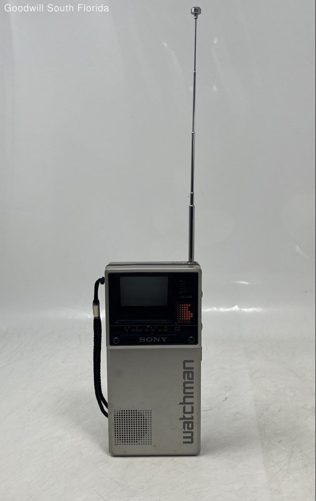 Sony FD-20A Silver Black Handheld Antenna Portable TV Watchman With Strap