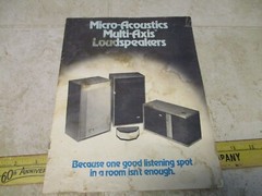 VTG Micro Acoustics MA Multi Axis Loudspeakers Speaker HiFi Brochure Pamphlet