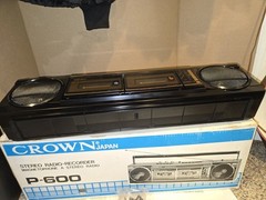 Vintage 1977 Crown P-600 AM/FM/Cassette Boombox Stereo Radio Recorder,Japan,Box
