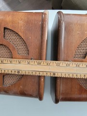 Vintage 1950s Schoolroom Quam Speaker Wood Cabinet Lattice Grille Lot Set Of 2