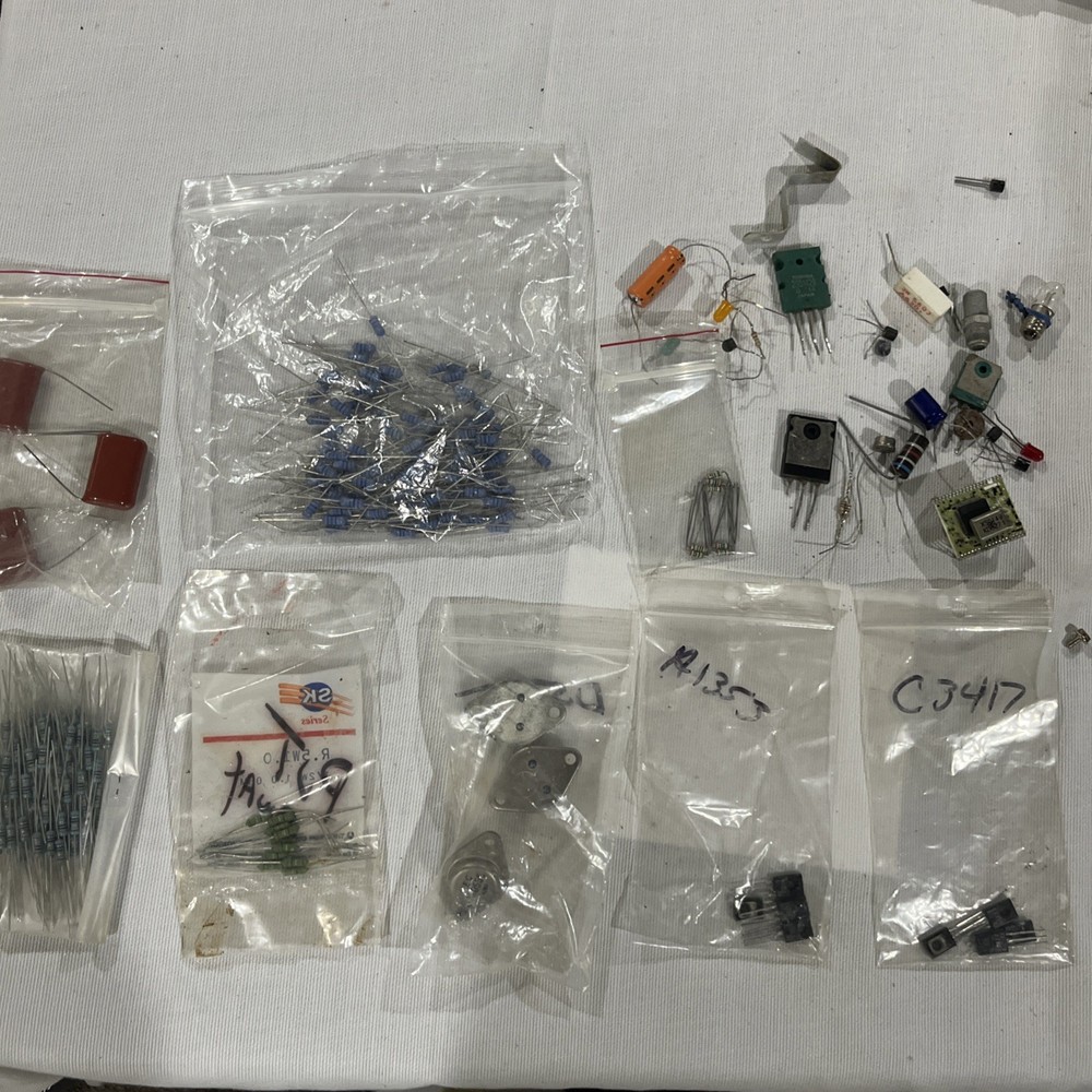 Vintage Mixed Lot Of Electronic Components Resistors Capacitors Transistors TV