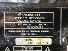 Pioneer SX-212 AM FM Stereo Receiver Works Sold as is