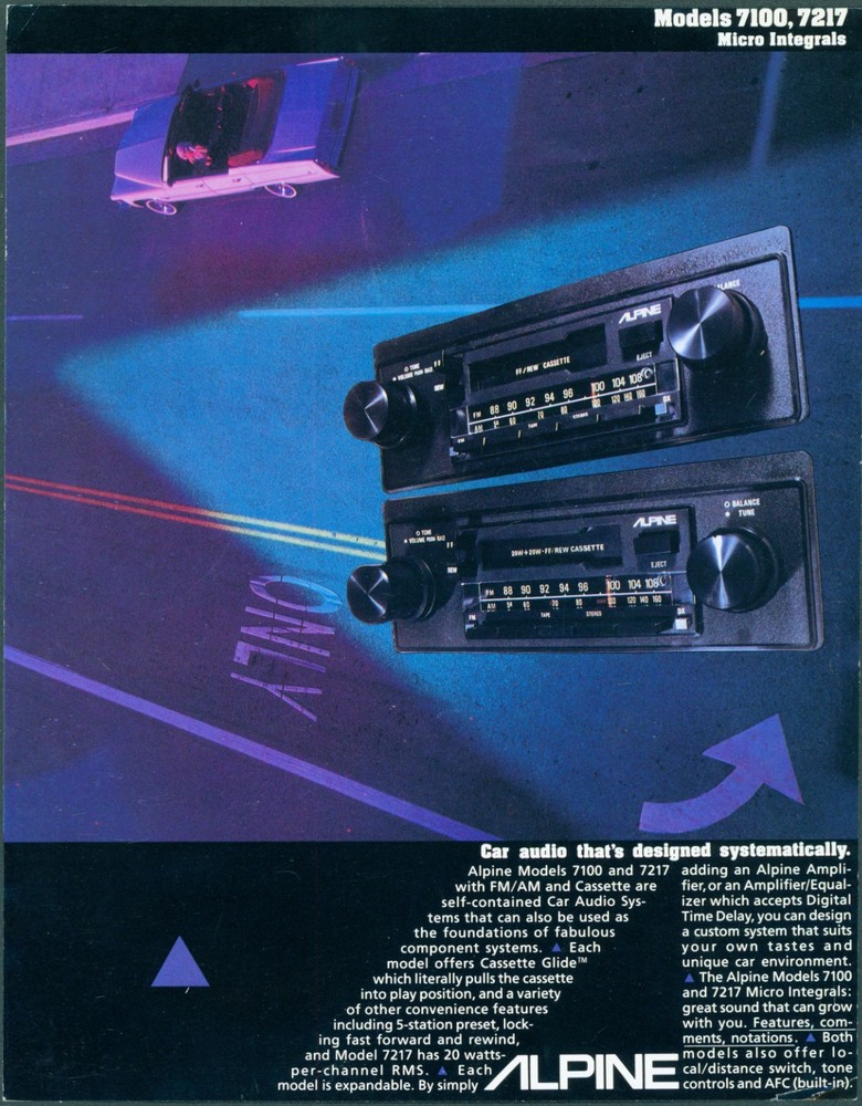1978 Alpine 7100 7217 Car Auto Stereo Cassette Receiver FM AM Dealer Brochure