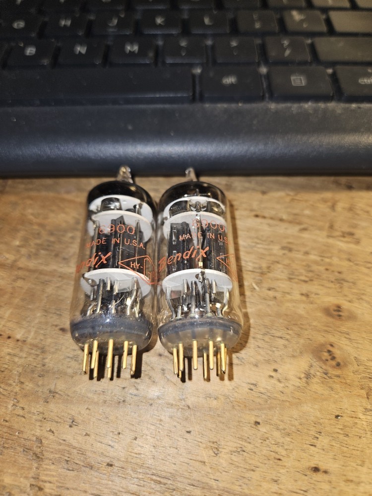 2 RARE NOS MU BENDIX 6900 Gold Pin Triple Mica Tubes 5687 7119 MATCHING CODE D