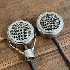 Pair Vintage Shure “Weltra” 700A Crystal Microphones Art Deco Chrome