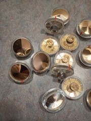 Vtg Radio / amplifier , tuner, electronic Knob lot steam punk 15pc lot gold tone