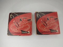 2 Schneider Magnet Band Spule 8 w/ Boxes GERMANY Vintage Radio Spool 3″
