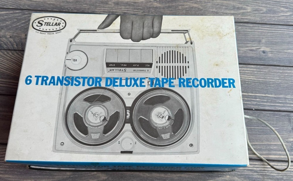 Vintage Stellar REC-16 6 Transistor Deluxe Tape Recorder With Box & Accessories