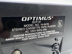 Optimus SCP-31 Stereo Cassette Tape Player RCA Black Vintage Compact RARE VTG