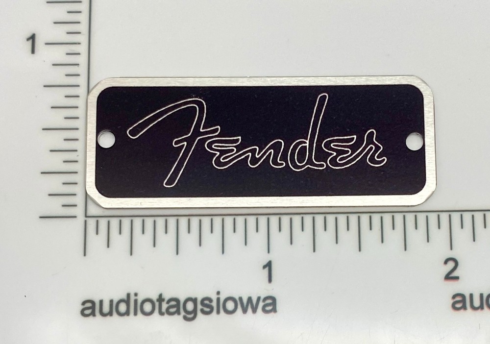 Fender Spaghetti Logo for Case Badge Custom Made Black/Silver Aluminum