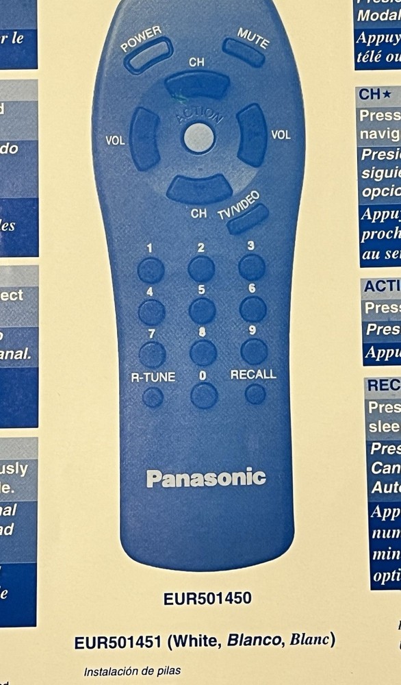Panasonic Remote Control USER GUIDE EUR501450-EUR501451