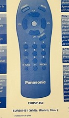 Panasonic Remote Control USER GUIDE EUR501450-EUR501451