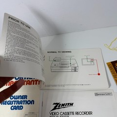 Zenith JR9000W Betatape Quick Guide Manual Registrtion Card Features RARE