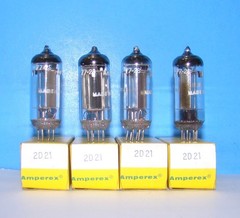 2D21 NOS Amperex radio audio amplifier vacuum tubes 4 valves Germany 5727 2D21W