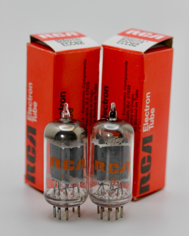 NOS RCA USA 12AU7A ECC82 MATCHED PAIR LONG-PLATE PLATINUM QUALITY TEST 2 TUBES