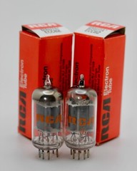 NOS RCA USA 12AU7A ECC82 MATCHED PAIR LONG-PLATE PLATINUM QUALITY TEST 2 TUBES