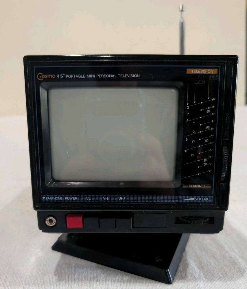 Cosmo 4.5” Vintage TV Antenna Black & White Retro Portable Television UNTESTED