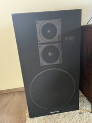 Sanyo SS-685 Floor Speaker Pair 8 Ohm Impedence Walnut Vinyl Veneer Tested