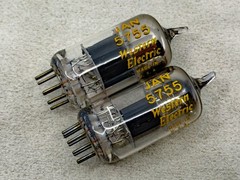 Matched Pair Western Electric JAN-5755 420A Mil Spec w/12AX7 ADAPTERS