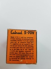 Vintage Calrad 5-70V Matching Transformer 5 watt