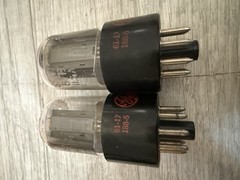 NOS Matched Quad GE 6SN7 GTB Red Label Side Getters OLD STOCK 60s