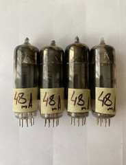 6P14P = EL84 = 6BQ5 Twin D-Getter Matched QUAD 100% Tested Tubes USED 1950s RARE