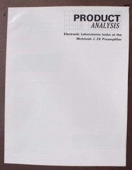 Vtg McIntosh C 28 Product Analysis (Owners Manual / Brochure)