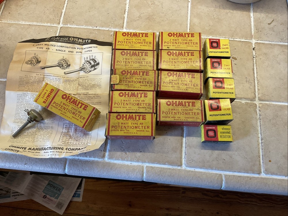 NOS Vintage Tube Audio Radio Repair Volume Control Potentiometer Ohmite 2W Lot D