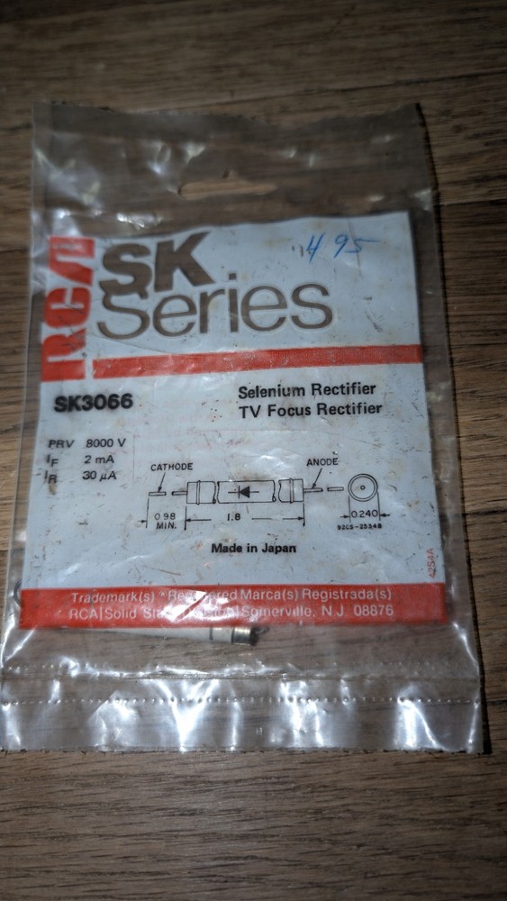 RCA SK3066 Selenium Rectifier TV Focus Rectifier SK Series NOS Original Package