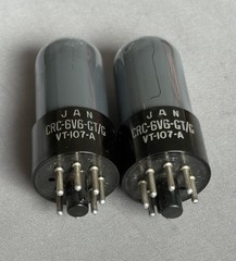 Pair RCA 6V6GT/G VT-107-A Tubes smoked glass matched V3E WWII Signal Corps 1945