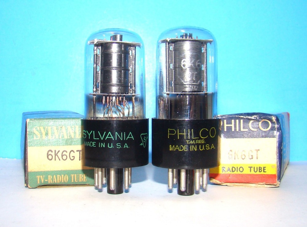 6K6GT NOS Philco radio audio amplifier vintage vacuum tubes 2 valves tested 6K6G
