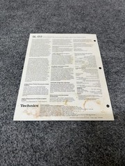 ⭐️ Original Technics SL-D3 Stereo Turntable Dealer Sales Brochure ⭐️