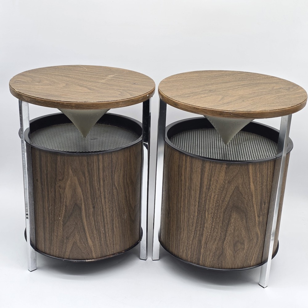 TESTED! Zenith Circle of Sound Speakers with Wood Grain / Round / Retro Omni-VTG