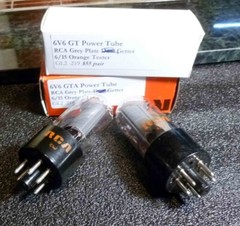 Pair RCA Grey Plate 6v6 GTA Power Tubes 6/15 on the Orange Tester