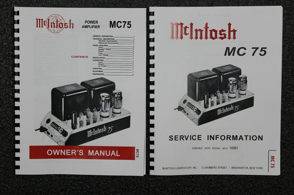 *USA* ULTIMATE MCINTOSH MC75 OWNER’S INSTRUCTION / SERVICE MANUALS