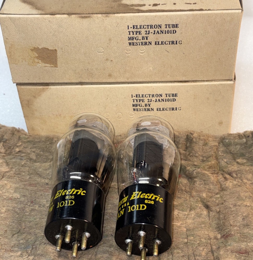 Matched Pair Western Electric JAN 101D Mil Spec Tubes Same Date Code NEW IN BOX