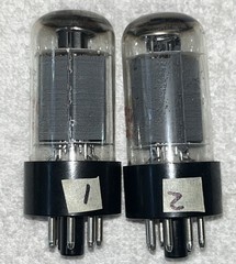 Pair 7591A SYLVANIA labeled for HAMMOND Halo Getter Tubes Amplitrex Test
