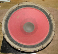 Stromberg Carlson High Fidelity Slimline 12″ Speaker, Red Cone, Chrome Basket