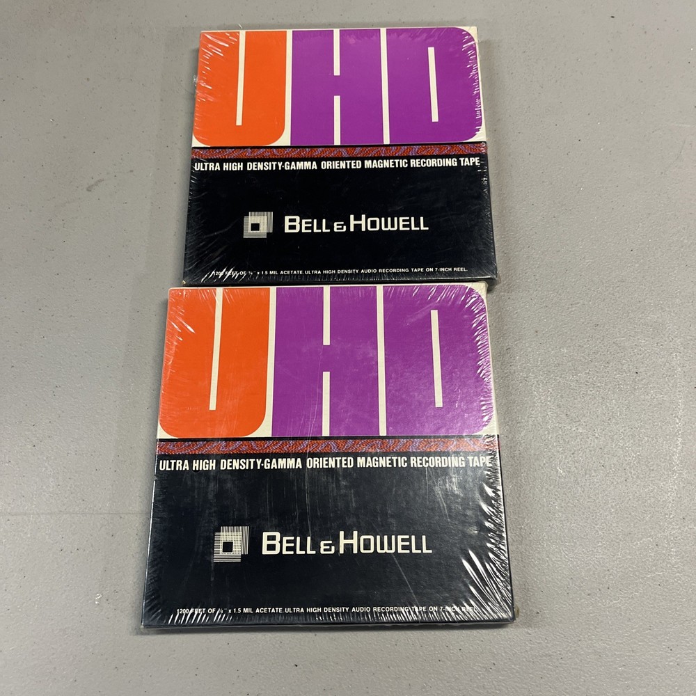 LOT OF 2 SEALED BELL & HOWELL ULTRA HIGH DENSITY UHD 12A TAPE REEL 7″ x 1200 ft