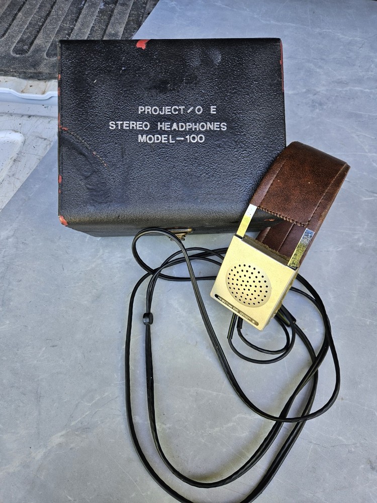 Vintage 60’s – 70’s Project OE Model100 Stereo Headphones W/ Case Tested Works!