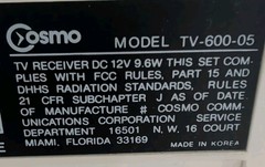 Cosmo 4.5” Vintage TV Antenna Black & White Retro Portable Television UNTESTED