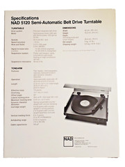 NAD 5120 Semi-Auto Belt Drive Turntable Sales Brochure Specification Canada