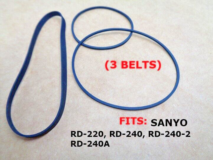 3 PC BELT KIT FITS SANYO TAPE PLAYER RD 220 RD 240 RD 240 2 RD 240 A (PK OF 3)!