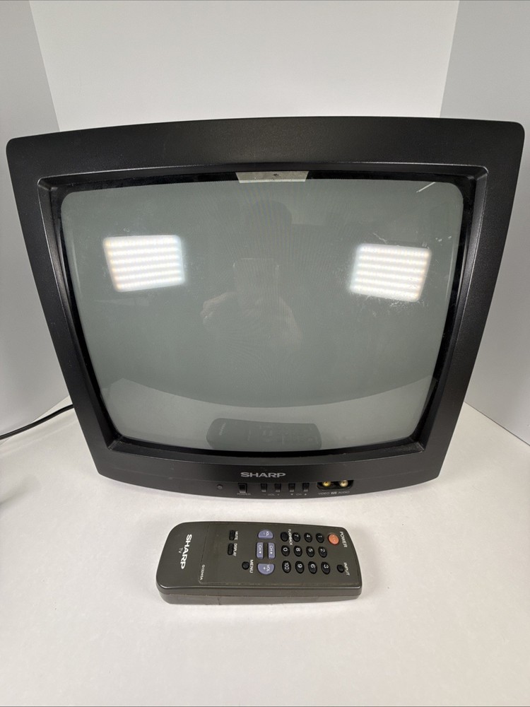 Vintage Sharp 13″ Retro Gaming CRT TV 13N-M100B Front AV Tested Working- W/ Remo