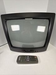Vintage Sharp 13″ Retro Gaming CRT TV 13N-M100B Front AV Tested Working- W/ Remo