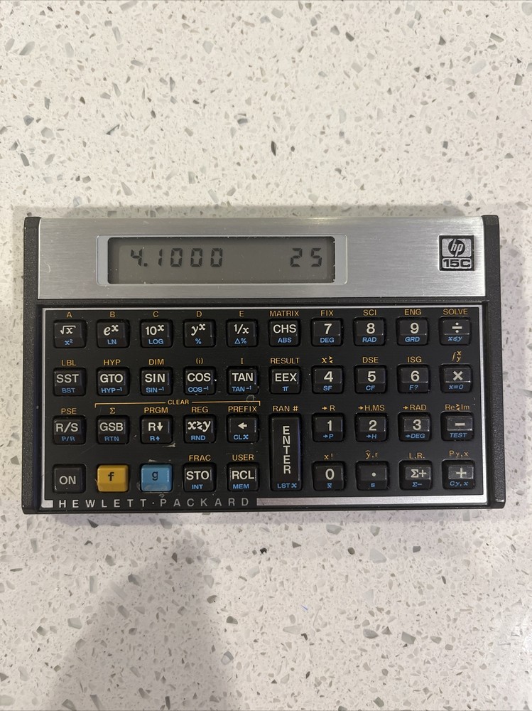 Vintage Hewlett Packard HP 15C Scientific Calculator wt case, New Battery