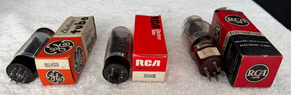 3 VINTAGE VACUUM TUBES- 5U4GB, RCA 6BG6GA None Tested