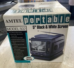 Amtel Vintage Black And White CRT TV Model 502 Portable – NOS
