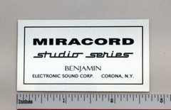 Miracord Studio Series Turntable Custom Identification Plate Aluminum Free Ship